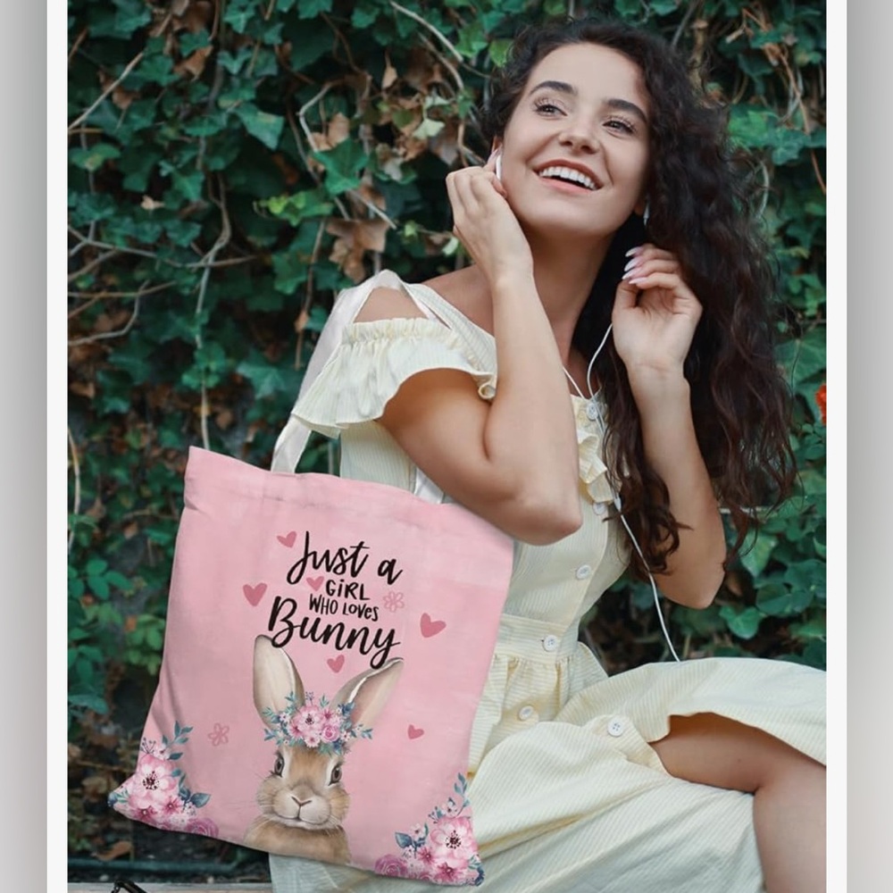 NEW Pink Girl Canvas Tote Bag - Picture 3 of 12